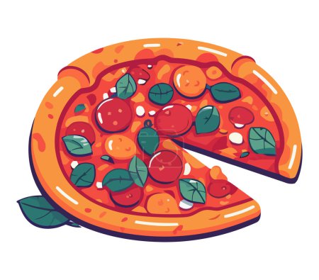 Ilustración de Pizza gourmet recién horneada con tomate aislado - Imagen libre de derechos