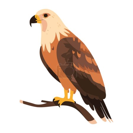 Illustration for Bald eagle perching on tree branch isolated - Royalty Free Image