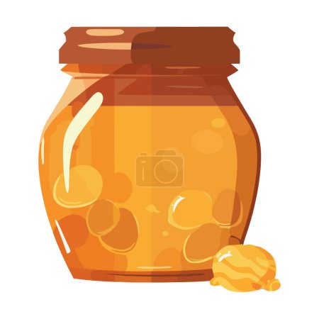 Illustration for Organic honey jar a sweet autumn treat isolated - Royalty Free Image
