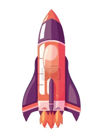 Illustration for Futuristic spaceship taking off into the galaxy isolated - Royalty Free Image