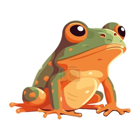 Illustration for Cute green toad sitting illustration isolated - Royalty Free Image