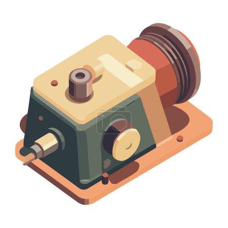 Illustration for Classic industrial engine for machine icon isolated - Royalty Free Image