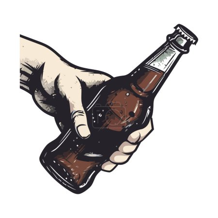 Ilustración de Mano sosteniendo icono de cerveza espumosa aislado - Imagen libre de derechos