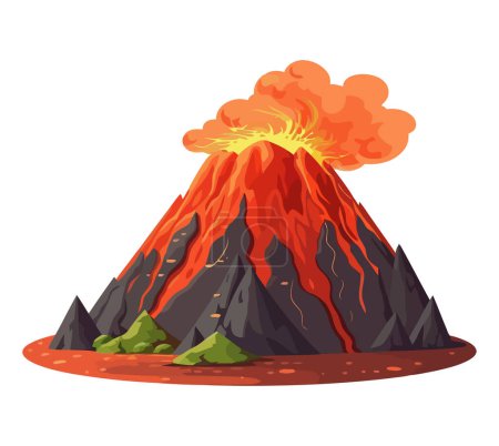 Illustration for Volcanic landscape erupts adventure awaits in nature isolated - Royalty Free Image