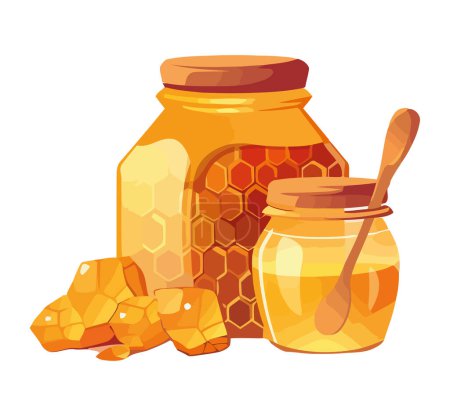 Illustration for Fresh organic honey in a jar isolated - Royalty Free Image