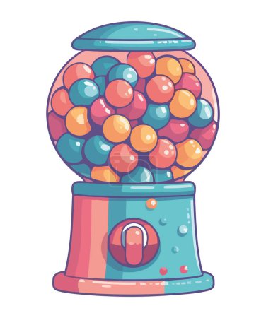 Téléchargez les illustrations : Mignonne machine distributeur de bonbons icône juste isolé - en licence libre de droit