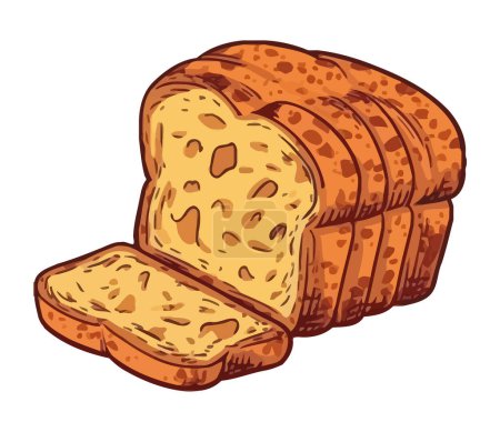 Illustration for Freshly baked organic baguette icon isolated - Royalty Free Image