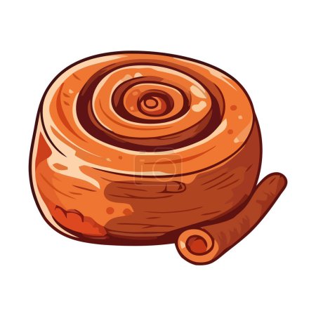 Illustration for Sweet cinnamon roll and stick icon isolated - Royalty Free Image
