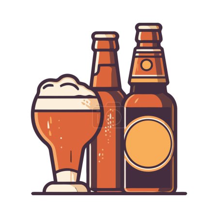 Illustration for Frothy beer symbol on yellow backdrop design icon isolated - Royalty Free Image