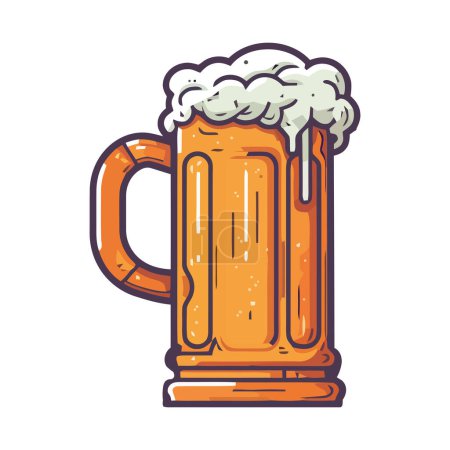 Illustration for Foamy beer in a pint glass icon isolated - Royalty Free Image