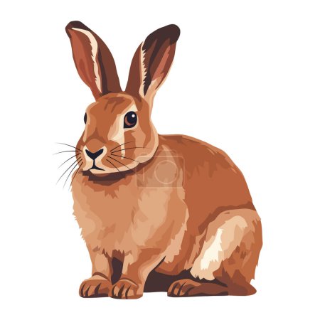 Illustration for Fluffy hare sitting, isolated on white background icon isolated - Royalty Free Image