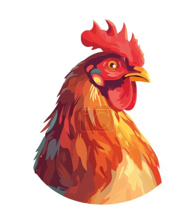 Illustration for Rooster, bird farm animal icon isolated - Royalty Free Image