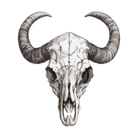 Ilustración de Calavera de ganado con cuernos, símbolo del icono del diseño de la muerte aislado - Imagen libre de derechos