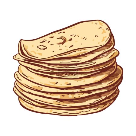Téléchargez les illustrations : Pile de pain pita maison icône isolée - en licence libre de droit