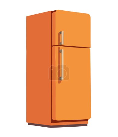 Téléchargez les illustrations : Réfrigérateur en acier inoxydable avec prises boissons rafraîchissantes isolé - en licence libre de droit