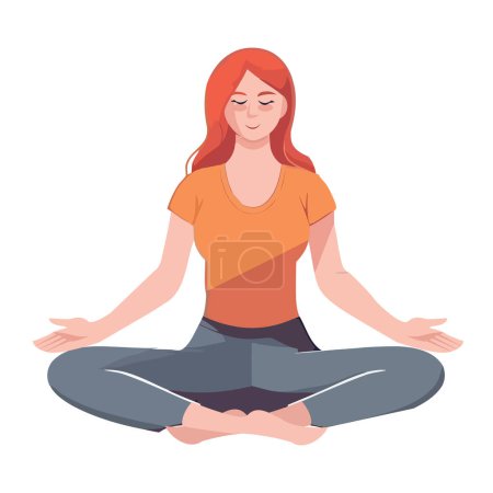 Téléchargez les illustrations : Femmes en position de lotus pratiquant le yoga isolé - en licence libre de droit