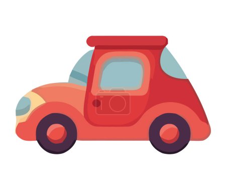 Téléchargez les illustrations : Un jouet de voiture mignon, icône de fond blanc isolé - en licence libre de droit