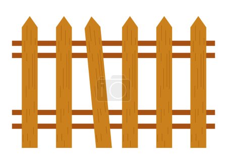 Téléchargez les illustrations : Jardin clôture en bois icône naturelle isolé - en licence libre de droit