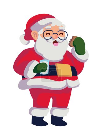Téléchargez les illustrations : Santa claus manger cookie illustration isolée - en licence libre de droit