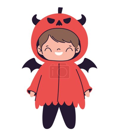 Téléchargez les illustrations : Halloween garçon habillé comme un personnage du diable - en licence libre de droit