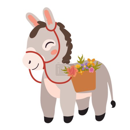 Téléchargez les illustrations : Medellin fleurs foire âne isolé - en licence libre de droit