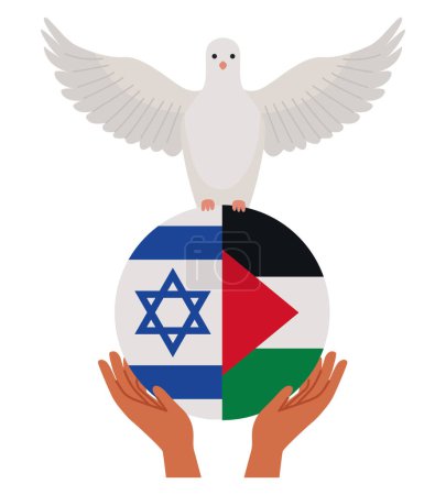 drapeaux palestins et israéliens avec design de colombe de paix