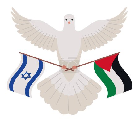 Palästinensische und israelische Flaggen mit Taubenmuster