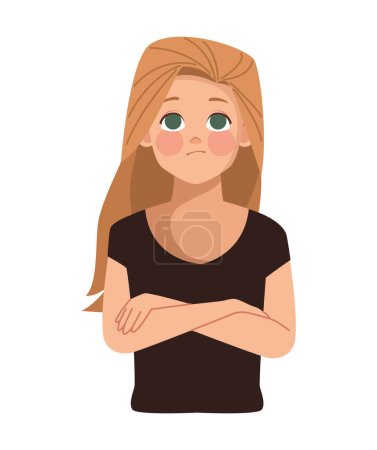Illustration for Woman thinking pensive isolated design - Royalty Free Image