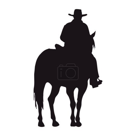 silueta de vaquero en animal de caballo aislado