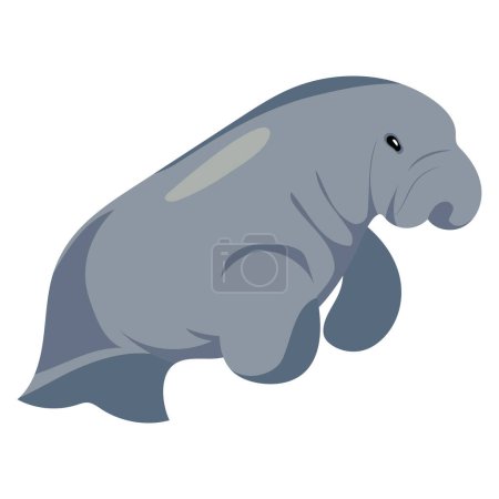 Téléchargez les illustrations : Australie animal dugong illustration isolé - en licence libre de droit