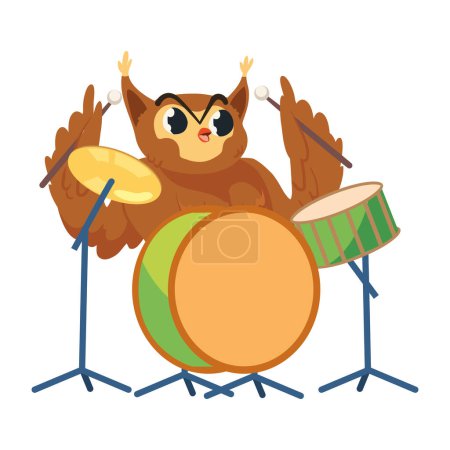 Illustration for Animal playing instrument owl with drums design - Royalty Free Image