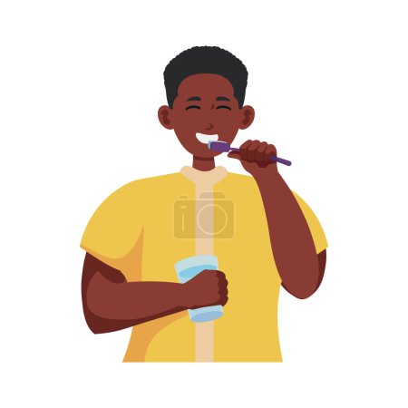 Illustration for Character brushing teeths illustration design - Royalty Free Image