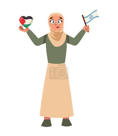 Ilustración de Israel y palestina salvar personas mujer con banderas ilustración - Imagen libre de derechos