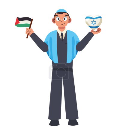 Ilustración de Israel y palestina salvar personas hombre con banderas ilustración - Imagen libre de derechos