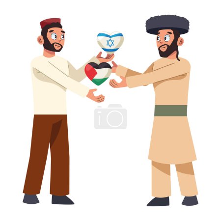 Ilustración de Israel y palestina salvar personas ilustración masculina - Imagen libre de derechos