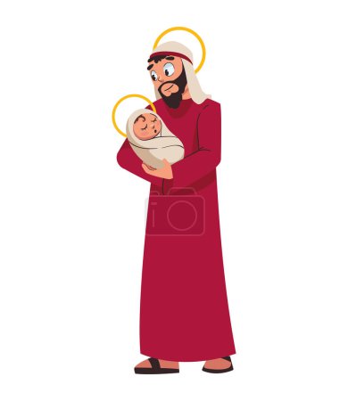 Illustration for Holy family father and son illustration - Royalty Free Image