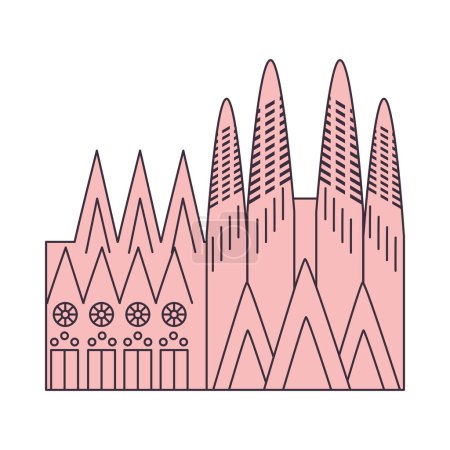 Illustration for Basilica of the holy family famous isolated - Royalty Free Image