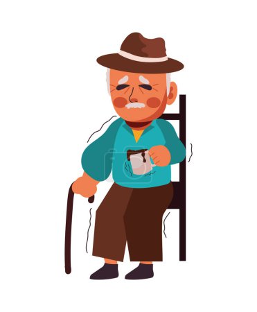 parkinson senior man illustration vector