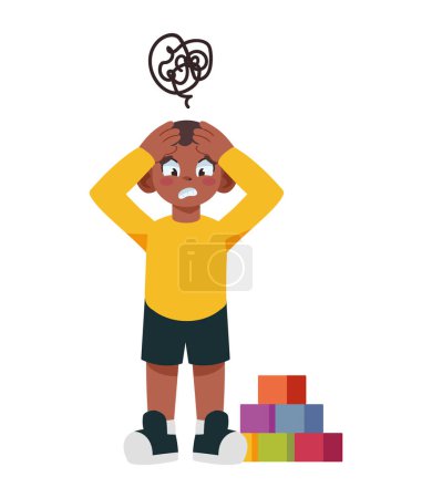 autism confused boy illustration vector