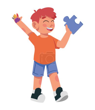 autism boy happy illustration vector