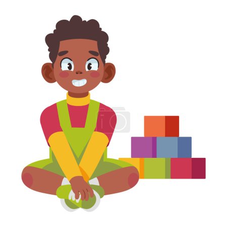 Illustration for Autism boy cute illustration vector - Royalty Free Image