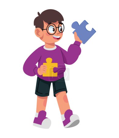 autism boy cartoon illustration vector