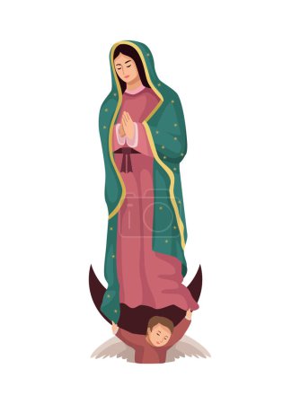 guadalupe virgin holy illustration vector
