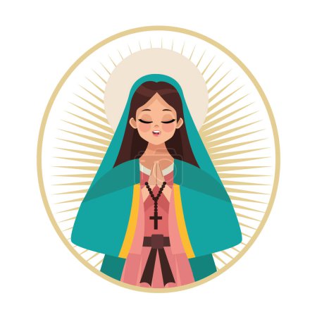 guadalupe virgin pray illustration vector