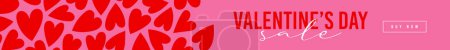 Téléchargez les illustrations : Modèle de bannière Web de vente de Saint-Valentin. Rose entreprise amour coeur illustration, boutique en ligne discount en-tête ou couverture de promotion spéciale. - en licence libre de droit