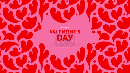 Téléchargez les illustrations : Happy Valentine's Day célébration web template background. Illustration coeur d'amour rose, bannière de vacances en ligne ou carte d'événement spécial. - en licence libre de droit