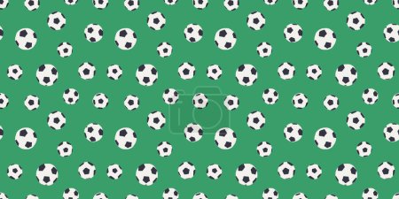 Illustration for Soccer ball seamless pattern. Sport element background, football equipment print illustration. Team game foot balls field wallpaper texture. - Royalty Free Image
