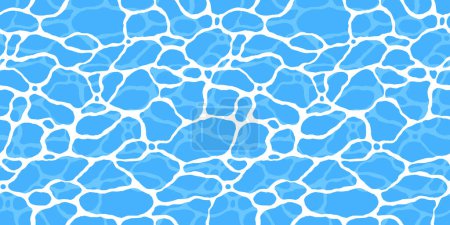 Illustration for Quiet clear blue water surface seamless pattern illustration. Modern flat cartoon background design of beach or pool with tranquil turquoise ripples. Summer vacation backdrop. - Royalty Free Image