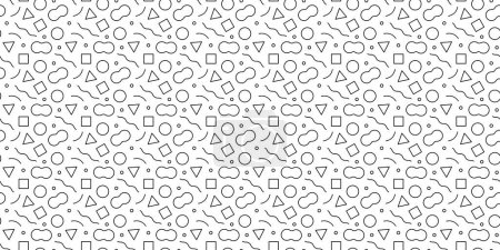 Illustration for Fun black line doodle seamless pattern. Creative minimalist style art background for children or trendy design with basic shapes. Simple childish scribble backdrop. - Royalty Free Image