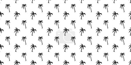 Illustration for Hand drawn palm tree doodle seamless pattern illustration. Black and white hawaiian print, summer vacation background in vintage art style. Tropical plant painting wallpaper texture. - Royalty Free Image